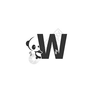 W 字母标识插图后面的熊猫图标图片