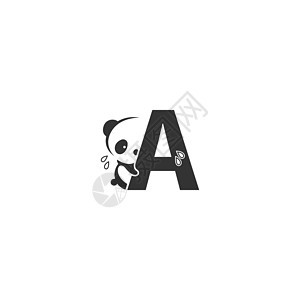 字母 A 标识插图后面的熊猫图标图片