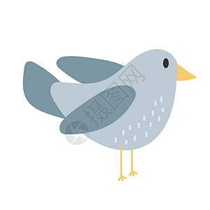 卡通小鸟可爱的鸟类动物  手持卡通矢量在白色上绘制简单样式小鸟卡片航班翅膀羽毛荒野艺术夫妻插图麻雀背景