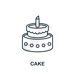 蛋糕图标 来自派对图标集合的线条元素 用于网页设计 信息图表等的线性蛋糕图标标志图片