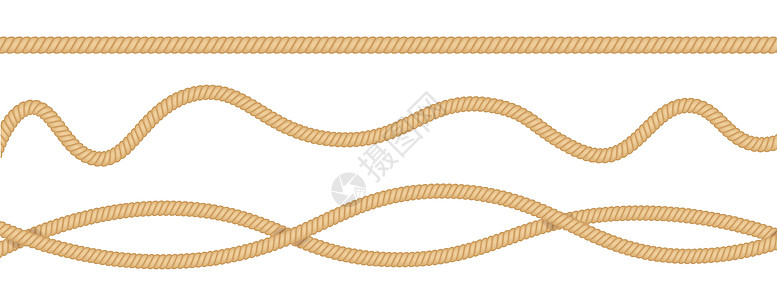 航海循环 绳索的矢量结 逼真的结圆形和方形边框 船用绳索纤维材料圆圈水手框架环形海洋插图电缆缠绕图片