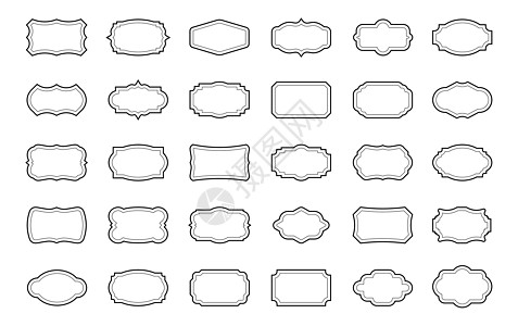 轮廓长式标签 Vignette 空白标签集 矢量横幅图片