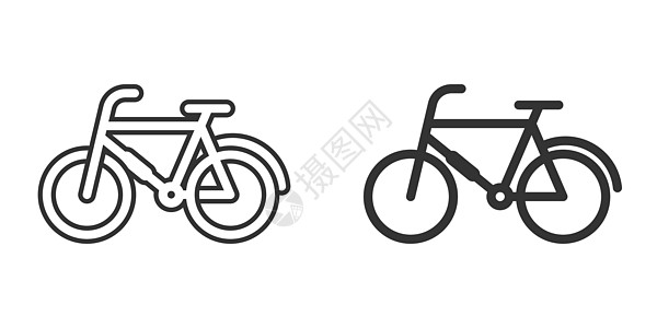 平面样式的自行车图标 白色孤立背景上的自行车运动矢量插图 健身运动标志经营理念齿轮车轮旅行活动踏板冒险速度运输车辆图片