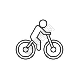 平面样式的自行车图标 自行车与人矢量插图在白色孤立的背景 车手的经营理念车轮旅行男人环境运动城市交通运输速度骑士图片