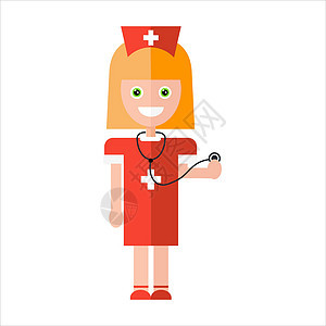 穿红色医疗制服的护士图片