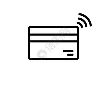RFID 付款矢量线图标 贷记借记卡 无联系信用卡支付图片