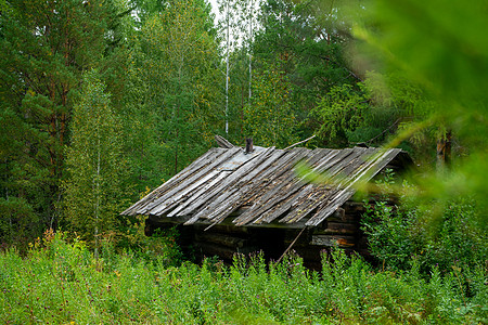 西伯利亚的狩猎小屋 泰加的一座废弃木屋图片