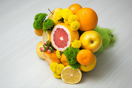 菜和水果的原创可食用的花束蔬菜饮食装饰木头农场婚礼营养餐厅风格市场图片