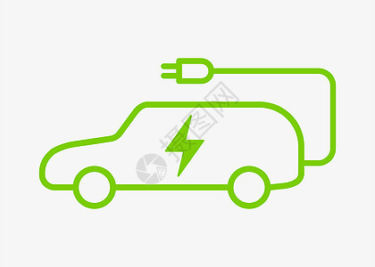 带电源充电电缆矢量图标的电动汽车生态活力环境车辆绿色插头车皮燃料技术力量图片