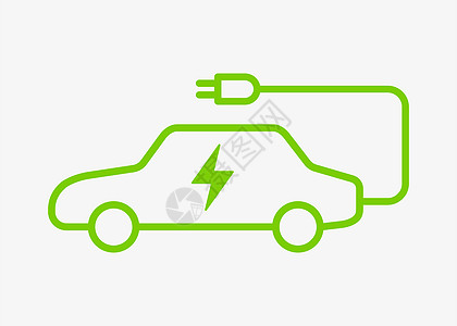 配有电充电电缆标志的电动汽车图片