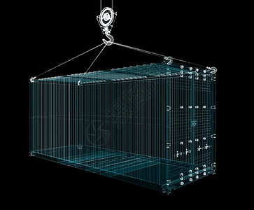 货运集装箱全息图 运输和技术概念工厂贮存代码加载码头3d深度物流盒子送货图片