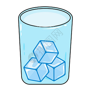 玻璃中的冰立方体 简单的矢量插图在白色背景中被隔离图片