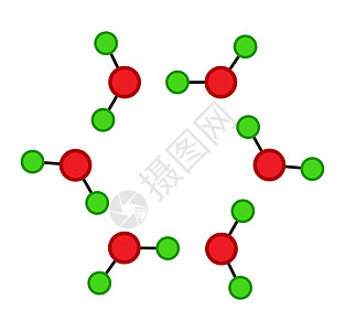 h2o 固态冰分子 水晶结构 白底隔离的矢量插图图片