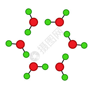 h2o 固态冰分子 水晶结构 白底隔离的矢量插图背景图片