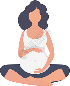 孕妇瑜伽 瑜伽和孕妇运动;孤立的 卡通风格的矢量插图图片