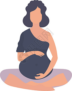 孕妇正在做瑜伽 活跃的完善的孕妇性格 孤立在白背景上 平面矢量图解图片