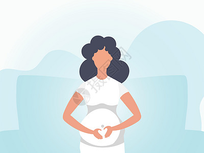 温柔的班纳女孕妇 矢量插图卡通片生活卫生身体父母孩子母性保健怀孕女孩图片