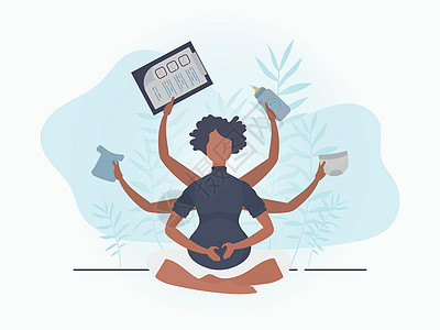 孕妇瑜伽 适合孕妇的瑜伽和运动 明信片或海报 颜色柔和 适合您 卡通风格的矢量插图图片