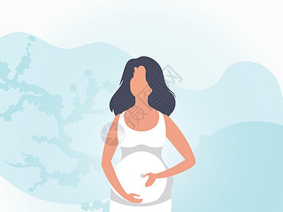 孕妇将手握在肚子上 柔软色彩的封条 矢量图片