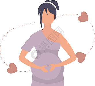 孕妇亲切地抱住她的肚子 与世隔绝 向量成人卡通片父母数字生活女孩女士母性身体孩子图片