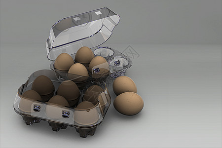 在彩色背景上隔离的纸箱中的棕色鸡蛋 3D 渲染 适合您的元素设计 为文本添加了复制空间翻盖品牌食物推广嘲笑纸板厨房纤维包装托盘图片