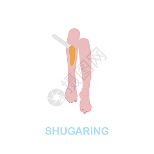 Shugaring 平面图标 美容系列中的彩色元素符号 平面 Shugaring 图标标志 用于网页设计 信息图表等图片