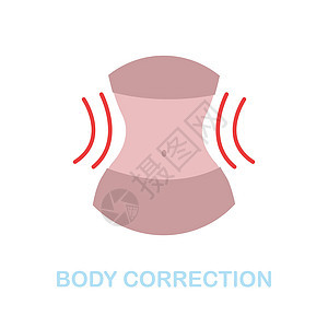 身体校正平面图标 美容系列中的彩色元素符号 用于网页设计 信息图表等的扁平体校正图标标志图片