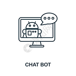 聊天机器人图标 社交媒体营销系列中的线条元素 用于网页设计 信息图表等的线性聊天机器人图标标志图片