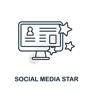 社交媒体星形图标 社交媒体营销系列中的线条元素 用于网页设计 信息图表等的线性社交媒体星形图标标志图片