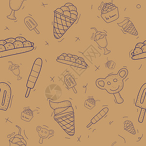 冰淇淋 doodle 设计样式 矢量插图eps10图片