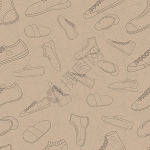 男性鞋 涂鸦画设计样式 矢量插图eps10的无缝男子鞋图片