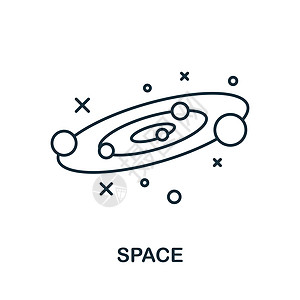 空间图标 来自空间集合的线元素 用于网页设计 信息图表等的线性空间图标符号图片