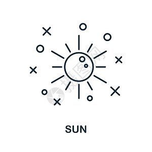 太阳图标 来自空间集合的线元素 用于网页设计 信息图表等的线性太阳图标标志图片