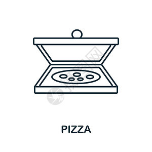 披萨图标 外卖系列中的线元素 用于网页设计 信息图表等的线性比萨图标标志图片