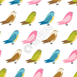 抽象鸟无缝图案背景矢量图插图艺术卡通片白色绘画火烈鸟涂鸦粉色墙纸纺织品背景图片