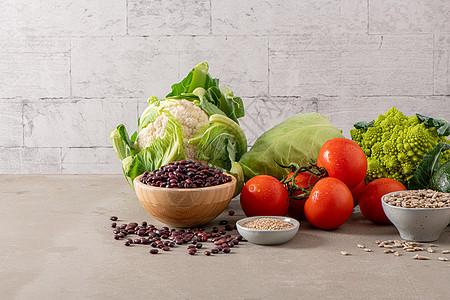 健康食品选择谷物沙拉烹饪产品豆子营养种子蔬菜草药来源图片