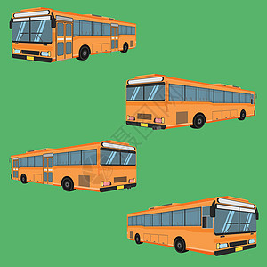 3d 泰国公共汽车橙色运输汽车车辆司机票价乘客公共汽车综合教练铁路长凳椅子凳子扶手椅座椅垫垫垫垫矢量图图片