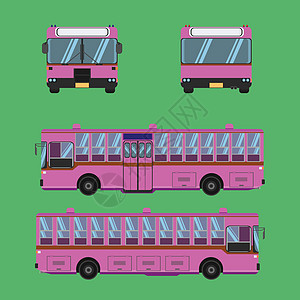 泰国粉红色公共汽车运输车车辆司机票价乘客公共汽车综合教练铁路长凳椅子凳子扶手椅座椅床垫支撑垫垫矢量图图片