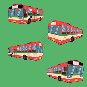3d 泰国公共汽车红色绿色白色运输车车辆司机票价乘客公共汽车综合教练铁路长凳椅子凳子扶手椅座椅垫垫垫垫矢量图图片