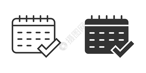 平面样式的日历图标 在孤立的白色背景上的议程矢量图解 日程计划者的经营理念日记正方形插图活页夹会议命令倒数规划师商业桌子图片