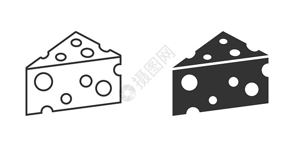 平式奶酪切片图标 孤立背景的牛奶食物矢量插图 早餐标志商业概念 等等小吃网络标识三角形白色产品黄油黄色横幅图片