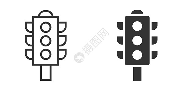 平面样式的信号量图标 孤立在白色背景上的交通灯矢量图解 十字路口经营理念城市基础设施街道安全路口控制中风指导运输红绿灯图片