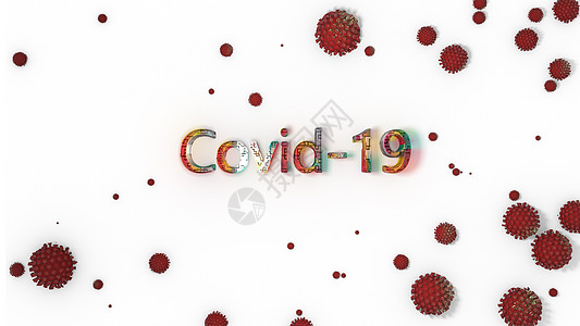 白色背景的 CoVID19 注册号 3D 翻譯红色肺炎药品全球物质标识呼吸疫苗疾病微生物图片