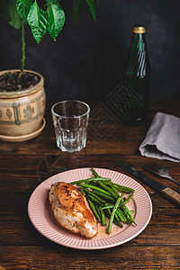 烤鸡乳和炸焦绿豆子苏打油炸百里香烤箱餐厅美食鱼片瓶子豆子食谱图片
