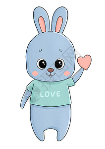 带着心的T恤里可爱的小兔子图片
