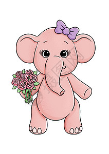 用粉红色花朵 可爱的小粉红象图片