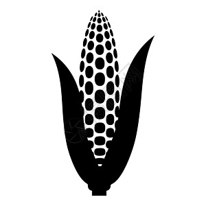 Corn 耳朵图标黑色矢量插图图像平板样式图片