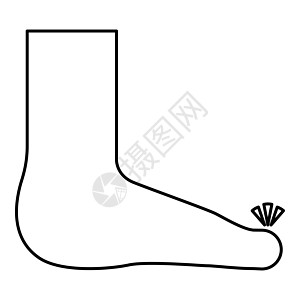 脚指护理修脚概念人脚踝脚底裸露轮廓轮廓线图标黑色矢量插图图像薄平面样式图片