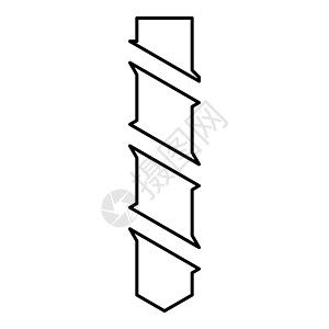 钻头螺旋轮廓轮廓线图标黑色矢量插图图像薄平面样式图片