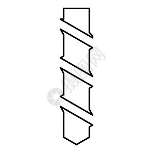 钻头螺旋轮廓轮廓线图标黑色矢量插图图像薄平面样式图片